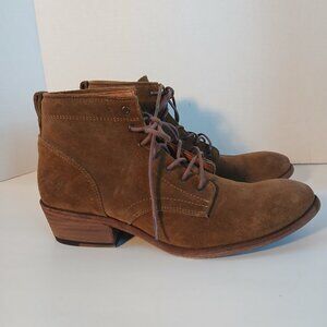 Frye,  green suede bootie. Size 8